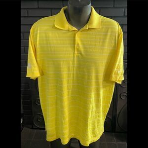 Nike Golf Polo Dri-Fit Polo Shirt Yellow Striped XL